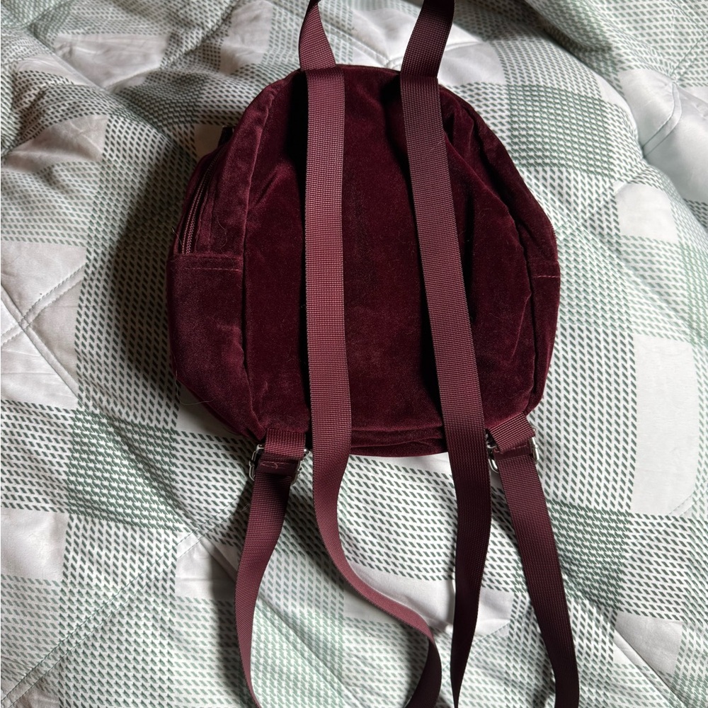 Quilted Burgundy Mini Backpack - Picture 2 of 3